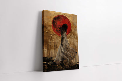 Crimson Eclipse: The Lone Wanderer Canvas Painting