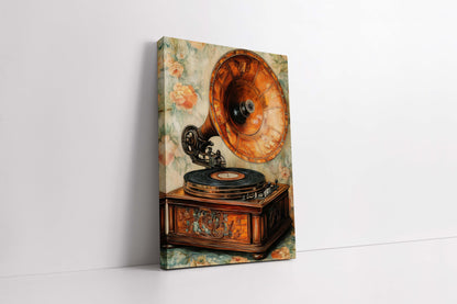 Vintage Gramophone Canvas Art - Retro Music Room Decor