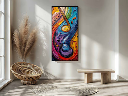 Swirling Melody: Vibrant Abstract Music Oil Painting