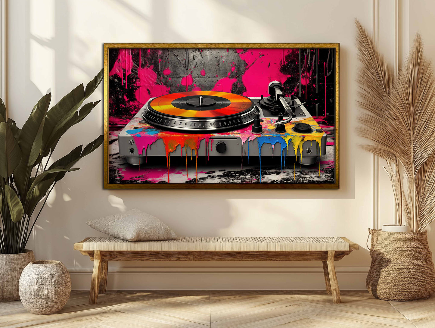 Custom Paint Splatter Turntable - Vibrant Functional Art Piece