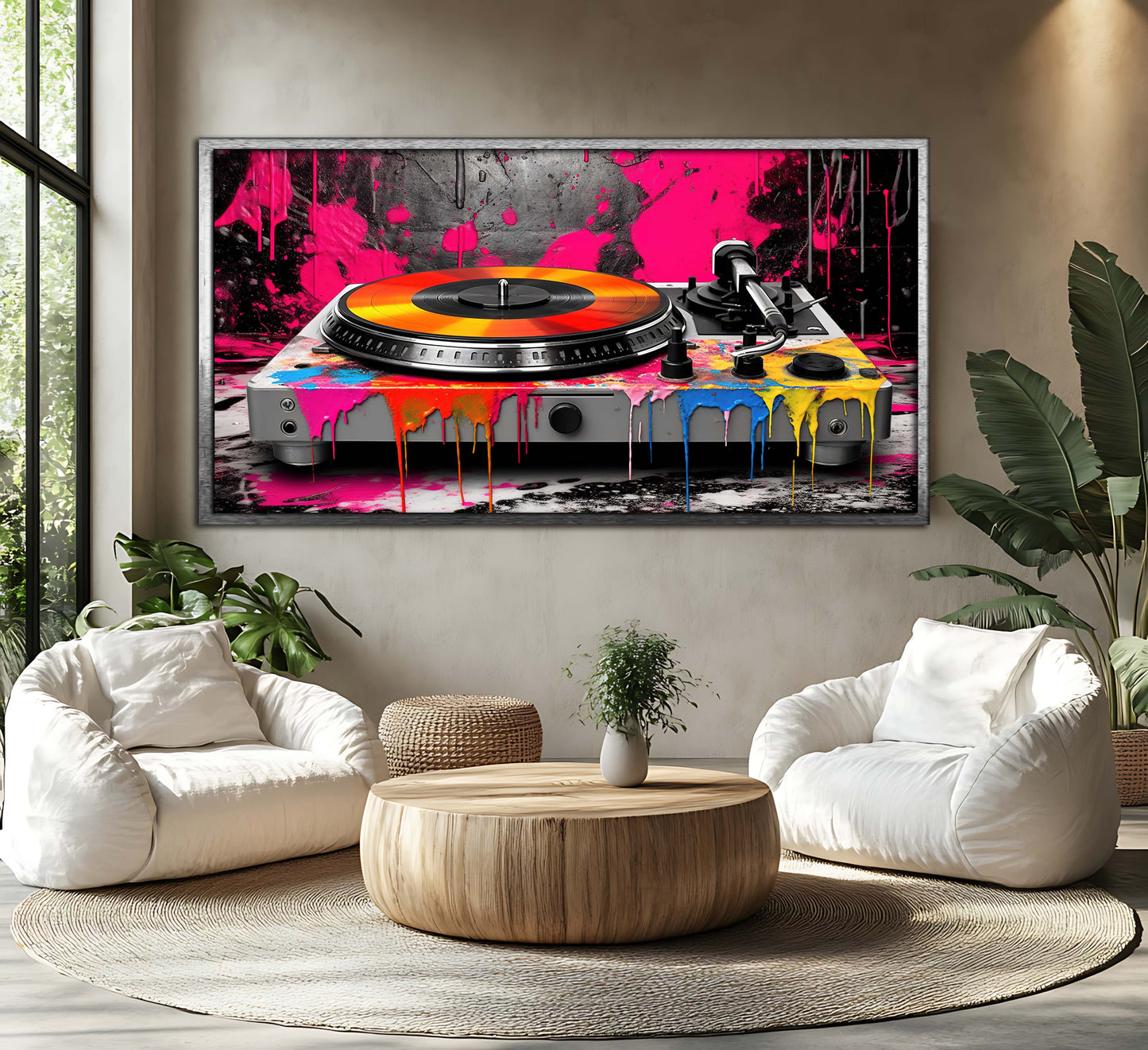 Custom Paint Splatter Turntable - Vibrant Functional Art Piece