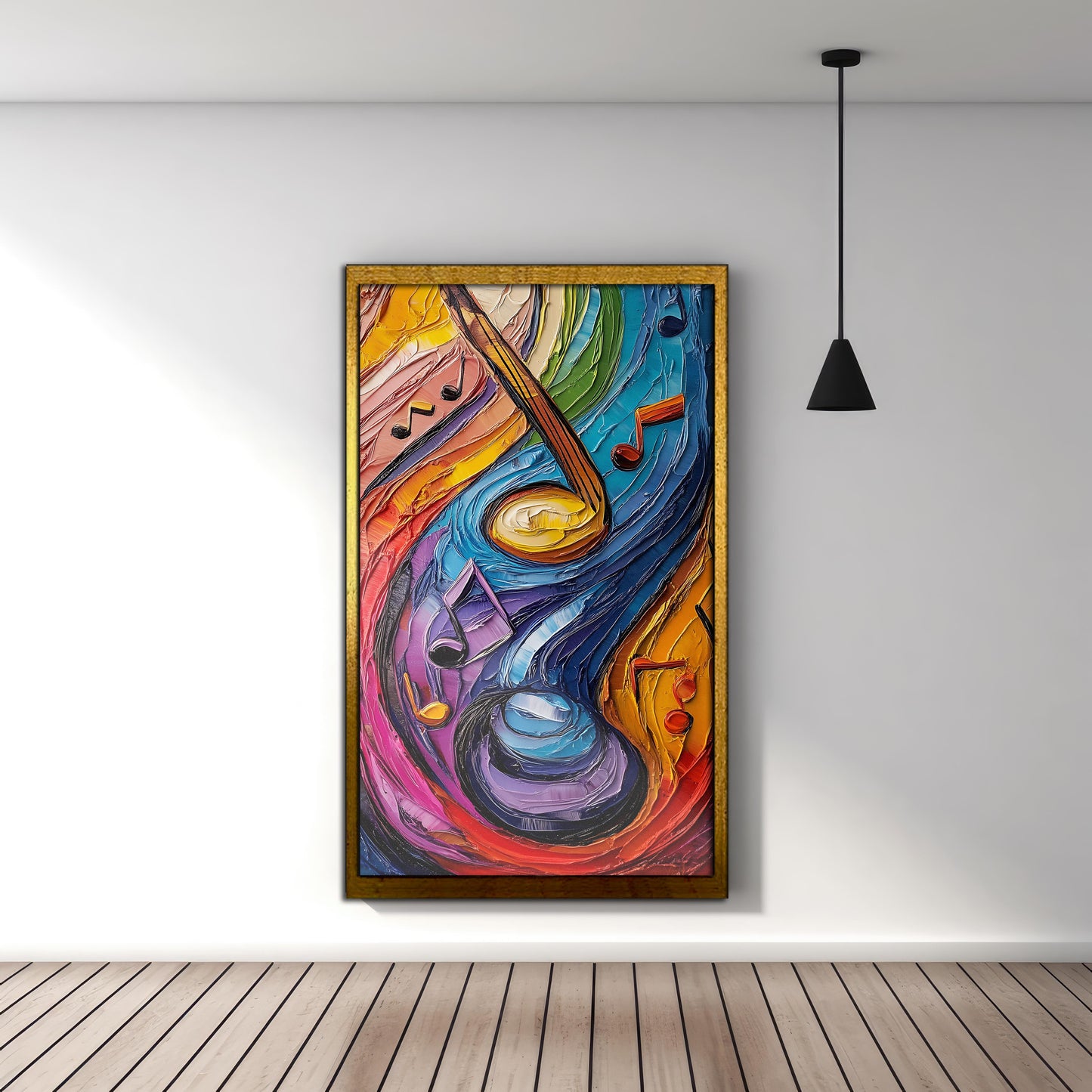 Swirling Melody: Vibrant Abstract Music Oil Painting