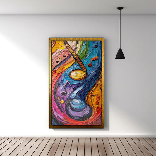 Swirling Melody: Vibrant Abstract Music Oil Painting