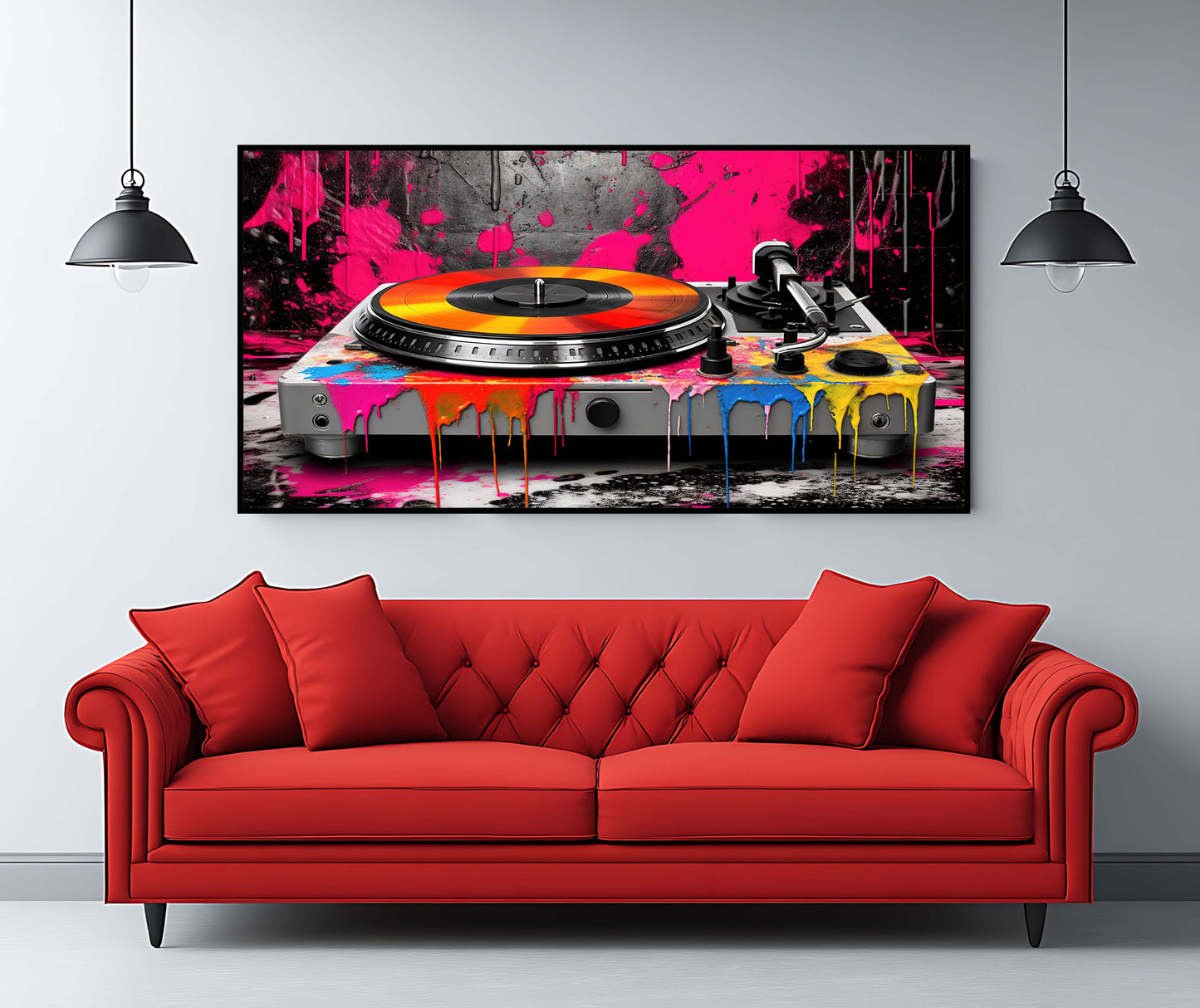 Custom Paint Splatter Turntable - Vibrant Functional Art Piece