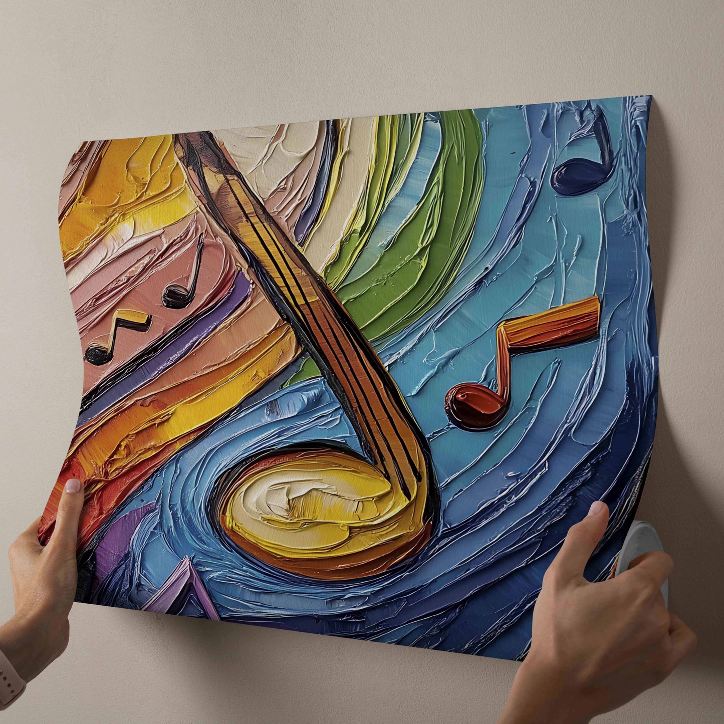 Swirling Melody: Vibrant Abstract Music Oil Painting