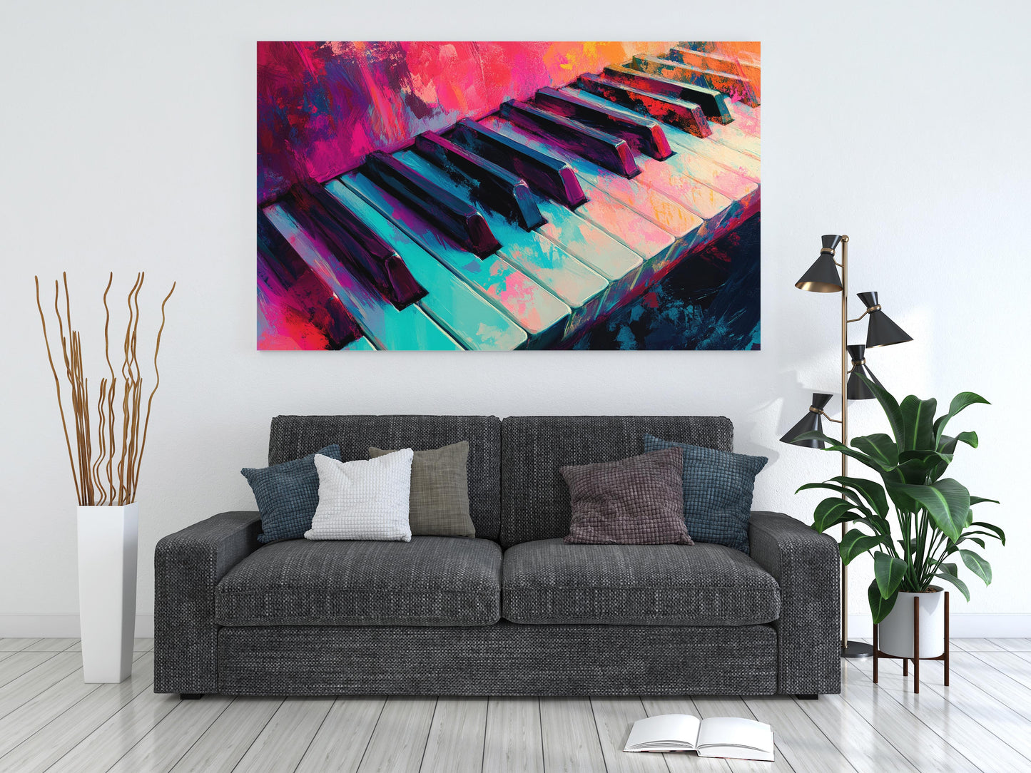 Vibrant Abstract Piano Keyboard Oil Painting Print