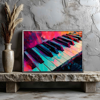 Vibrant Abstract Piano Keyboard Oil Painting Print