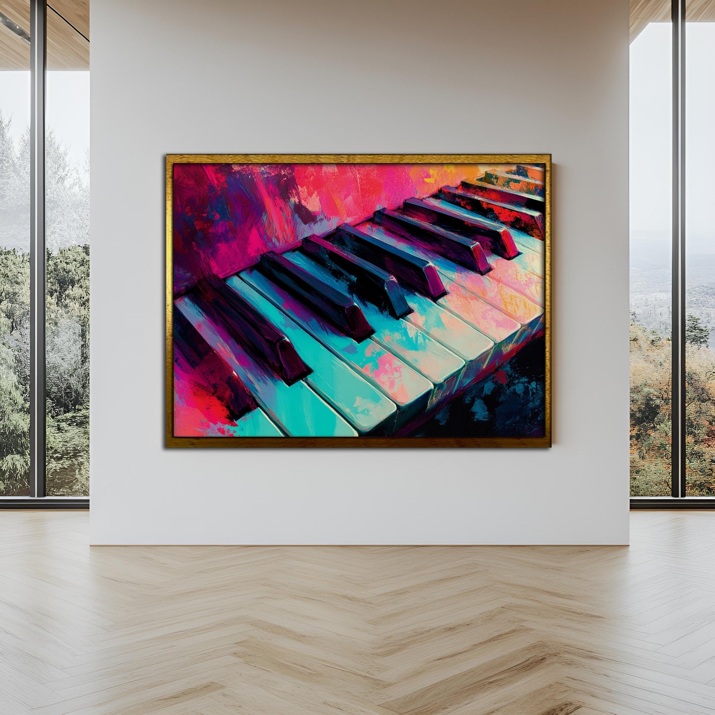 Vibrant Abstract Piano Keyboard Oil Painting Print