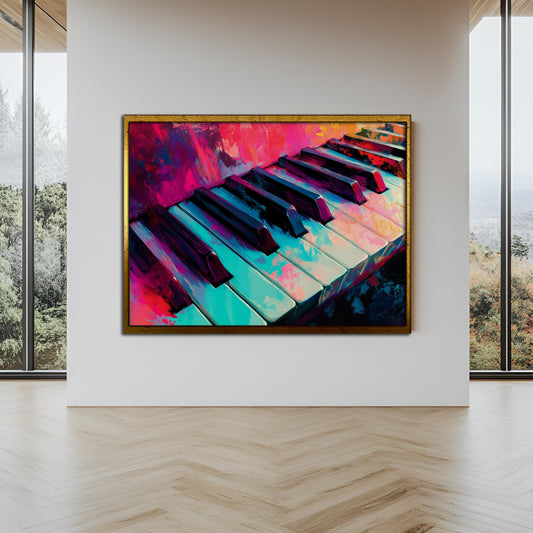 Vibrant Abstract Piano Keyboard Oil Painting Print