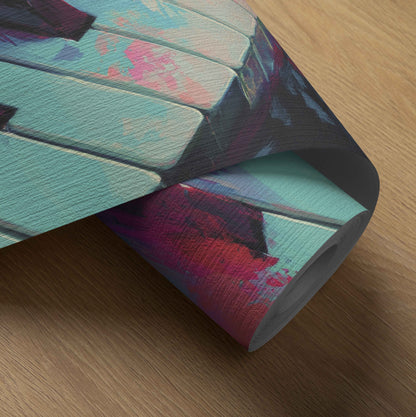 Vibrant Abstract Piano Keyboard Oil Painting Print