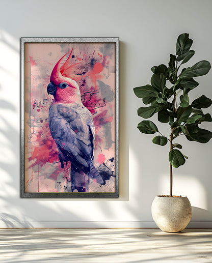 Galah Cockatoo "Symphony in Pink" – Abstract Watercolor & Ink Art Print