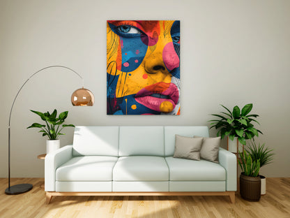 Vibrant Abstract Pop Art Portrait Print - Colorful Geometric Face