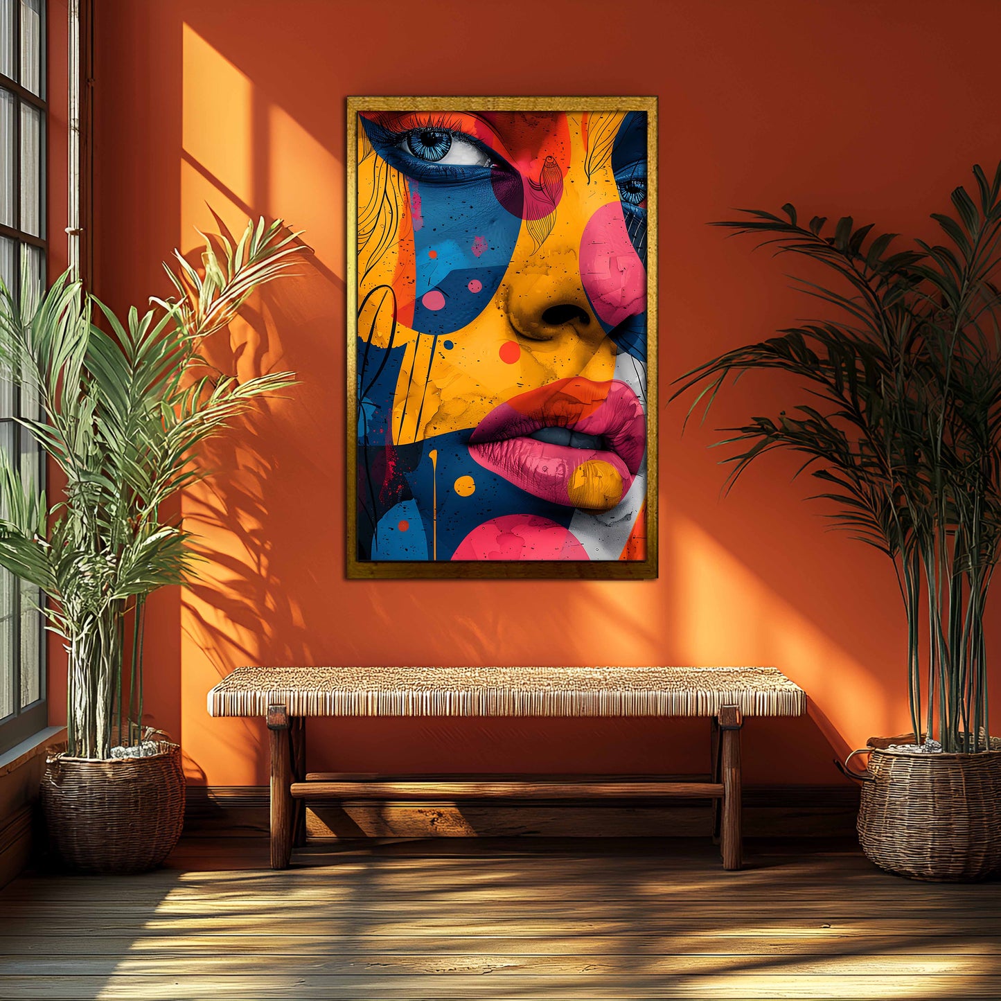 Vibrant Abstract Pop Art Portrait Print - Colorful Geometric Face