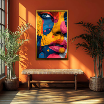 Vibrant Abstract Pop Art Portrait Print - Colorful Geometric Face