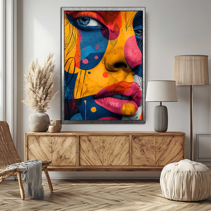 Vibrant Abstract Pop Art Portrait Print - Colorful Geometric Face