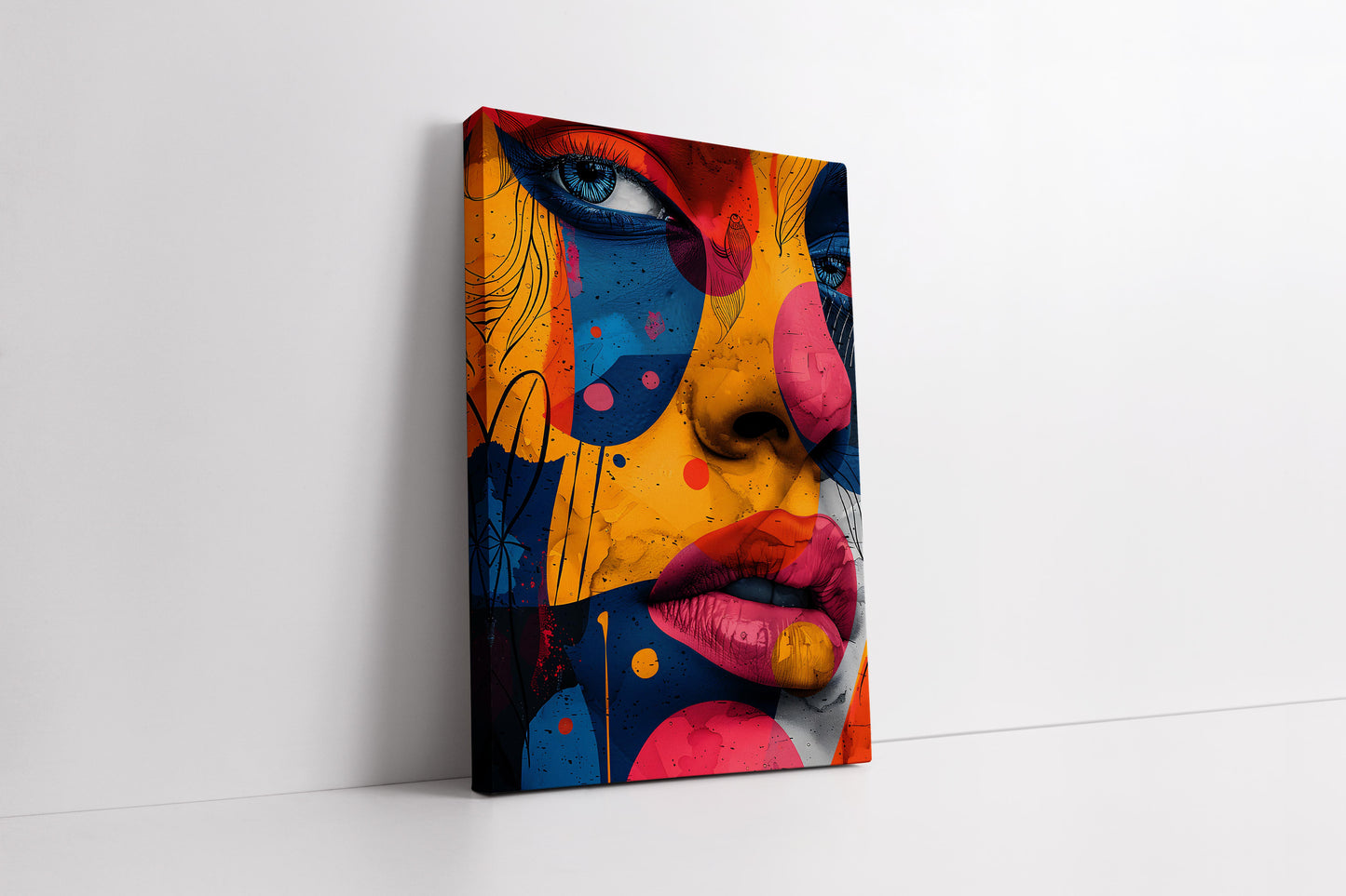 Vibrant Abstract Pop Art Portrait Print - Colorful Geometric Face
