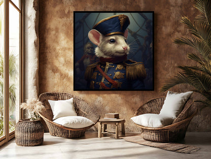 Admiral Whiskers: The Noble Mouse Commander - Canvas Art