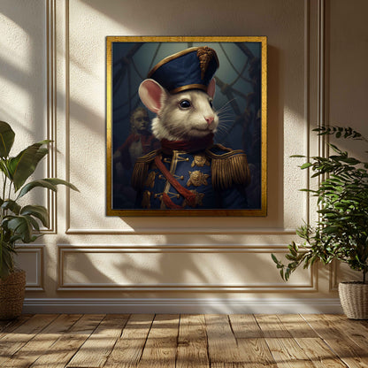 Admiral Whiskers: The Noble Mouse Commander - Canvas Art