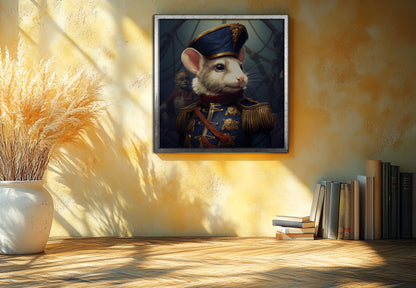 Admiral Whiskers: The Noble Mouse Commander - Canvas Art