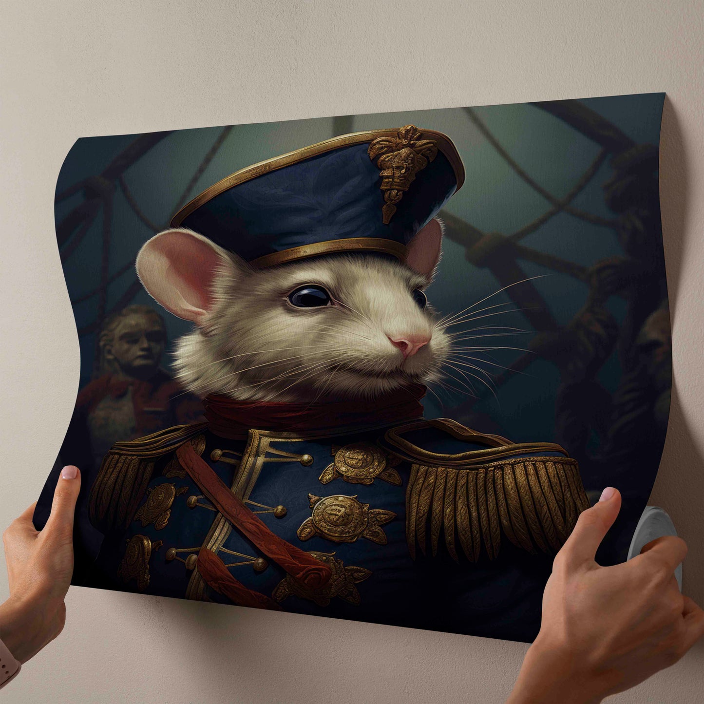 Admiral Whiskers: The Noble Mouse Commander - Canvas Art