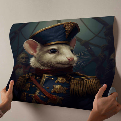 Admiral Whiskers: The Noble Mouse Commander - Canvas Art