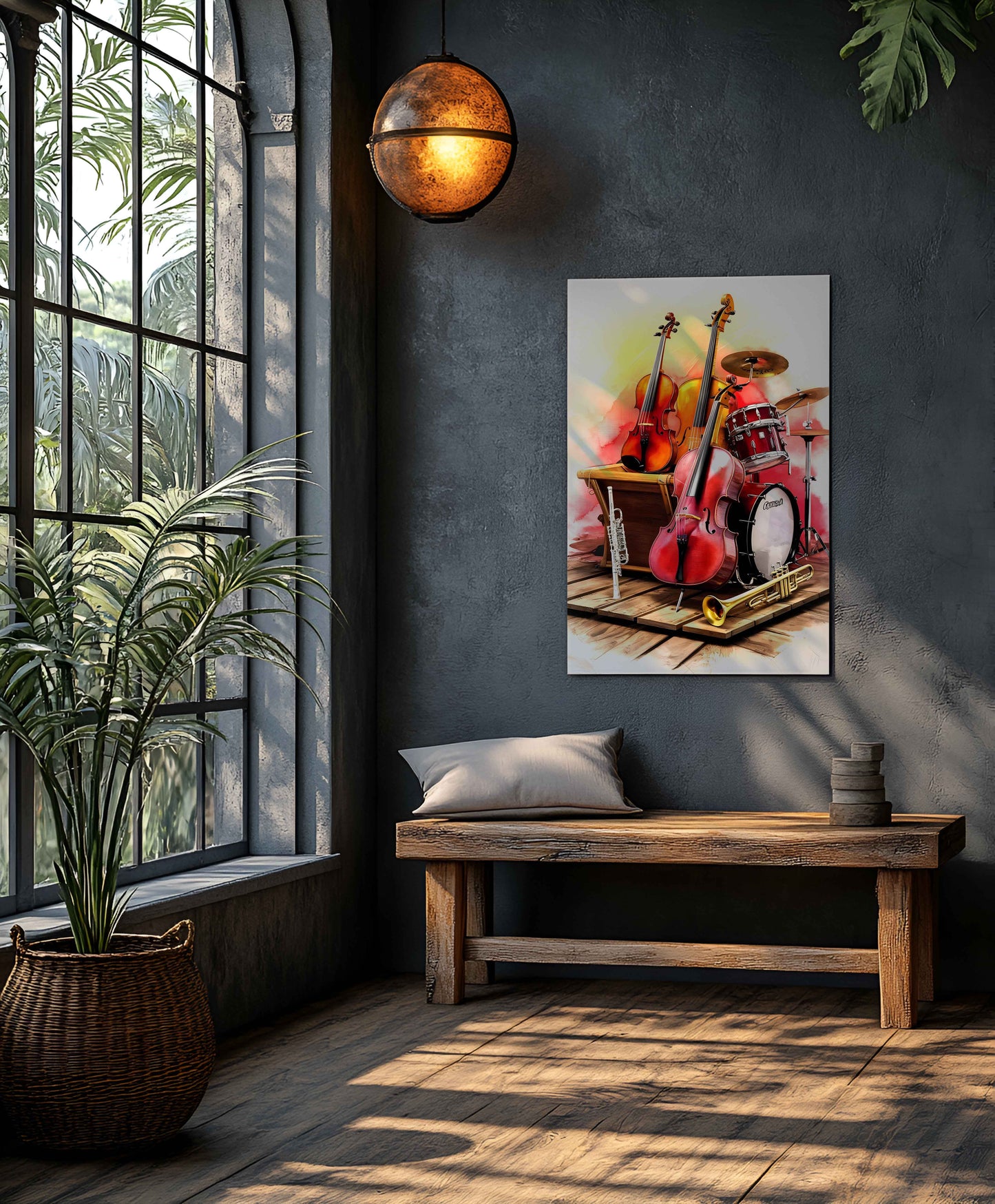 "Warm Harmony" - Vintage Watercolor Musical Ensemble Art Print