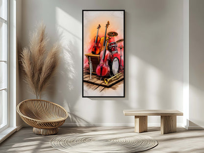 "Warm Harmony" - Vintage Watercolor Musical Ensemble Art Print