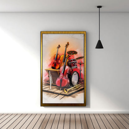 "Warm Harmony" - Vintage Watercolor Musical Ensemble Art Print