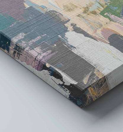 Abstract Cubist Cat Canvas Painting - Modern Geometric Wall Art