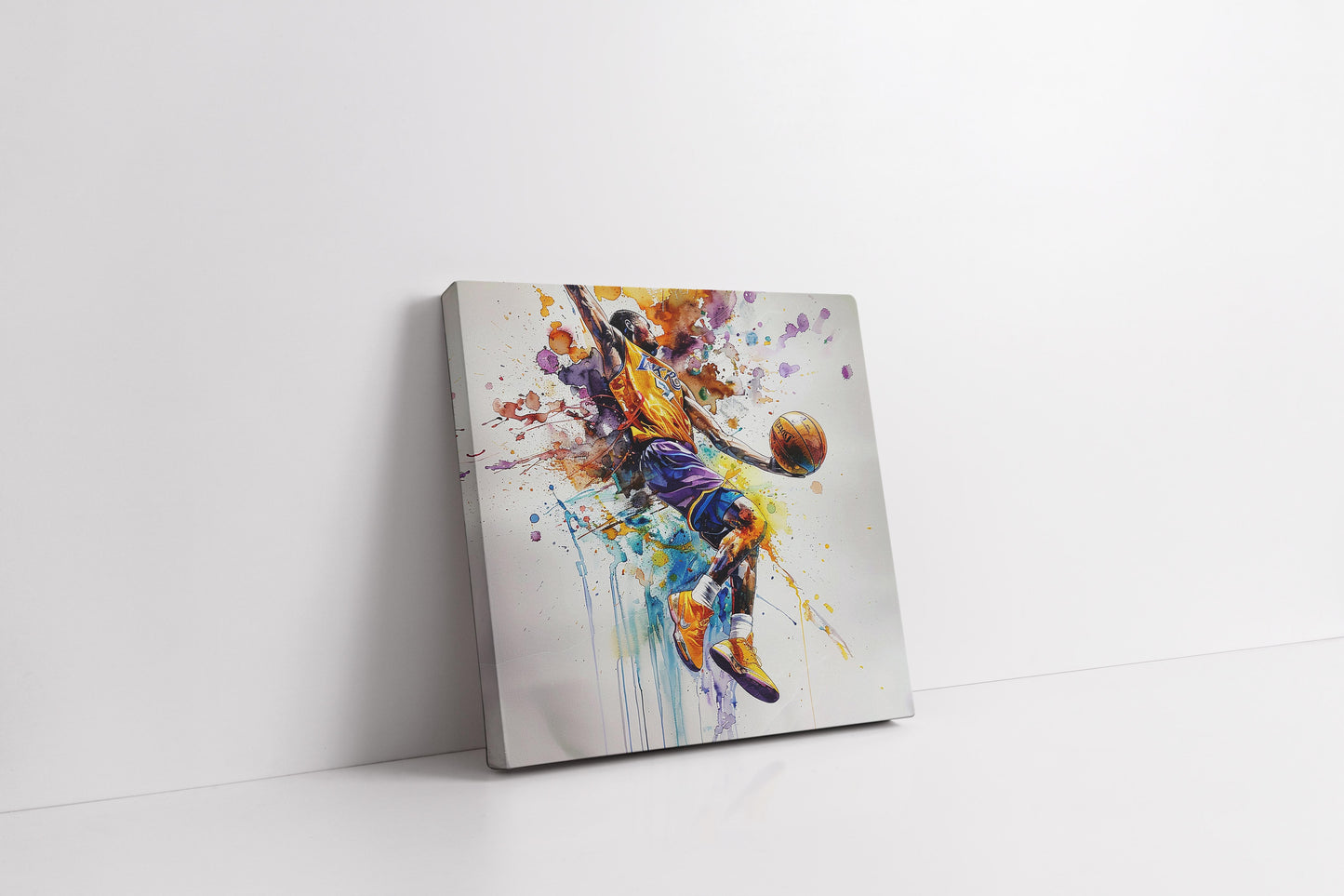 Kobe Bryant "In Motion" Dunk – Vibrant Watercolor Splatter Art Print