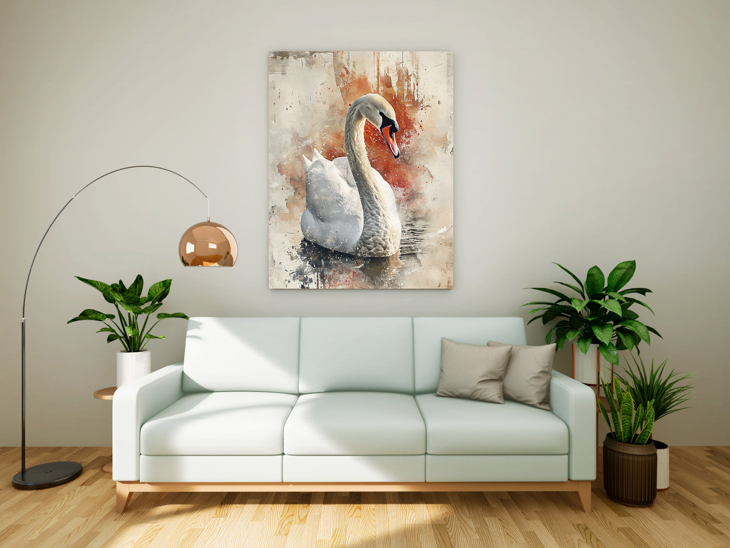 Majestic Watercolor Swan Mixed Media Art Print