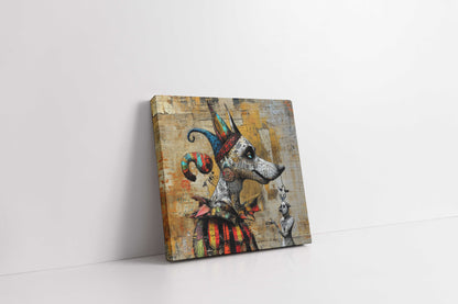Whimsical Graffiti Jester Dog Art Print - Urban Fantasy Wall Decor