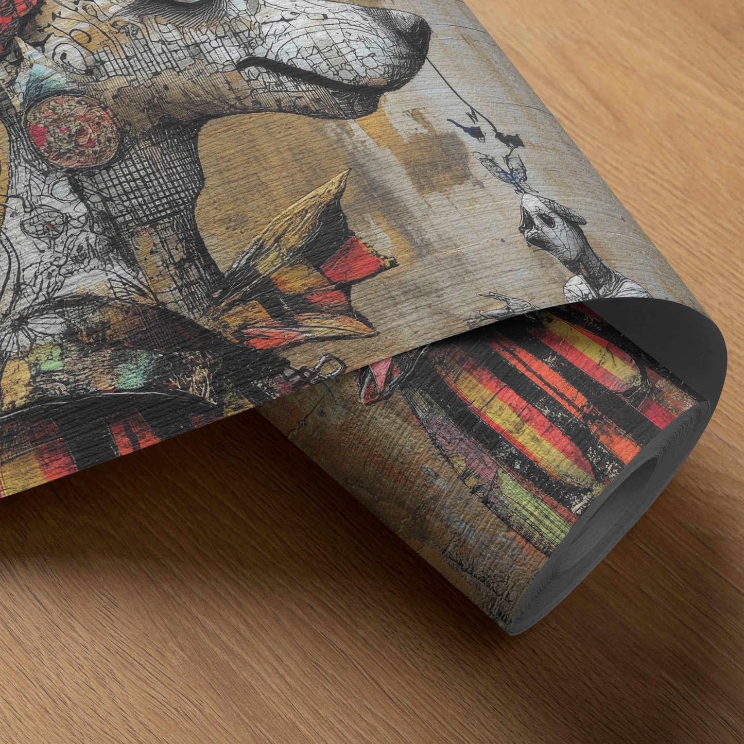 Whimsical Graffiti Jester Dog Art Print - Urban Fantasy Wall Decor