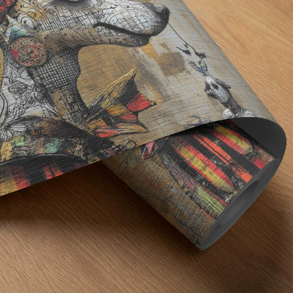 Whimsical Graffiti Jester Dog Art Print - Urban Fantasy Wall Decor