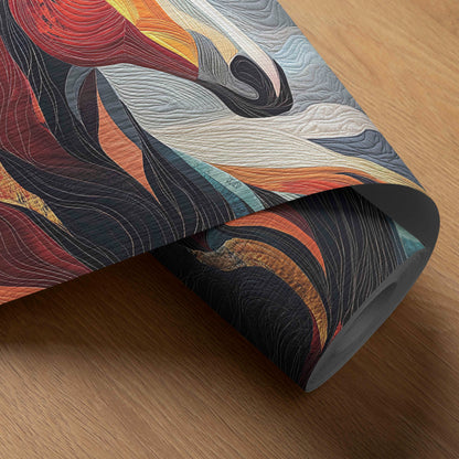 Fiery Mane: Artistic Appliqué & Quilted Horse Wall Hanging