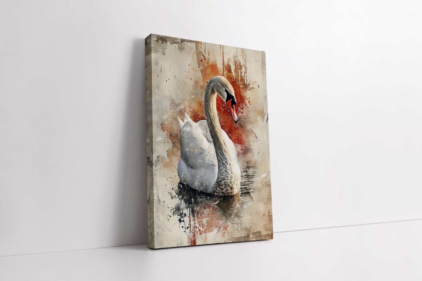 Majestic Watercolor Swan Mixed Media Art Print