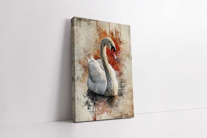 Majestic Watercolor Swan Mixed Media Art Print