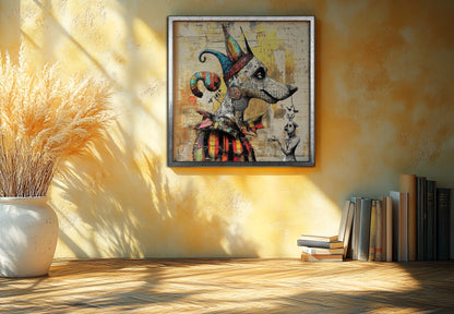 Whimsical Graffiti Jester Dog Art Print - Urban Fantasy Wall Decor