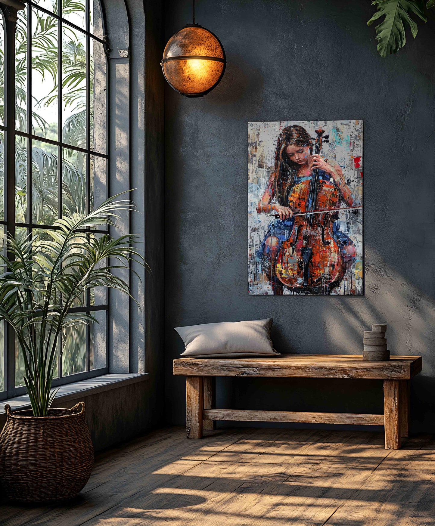 "The Cellist's Passion" - Contemporary Abstract Cello Painting