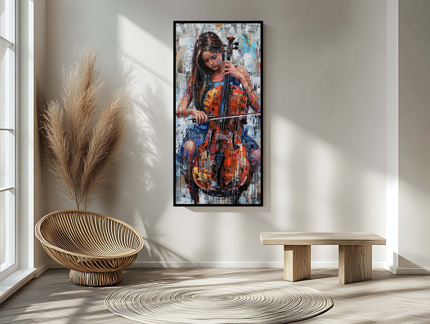 "The Cellist's Passion" - Contemporary Abstract Cello Painting