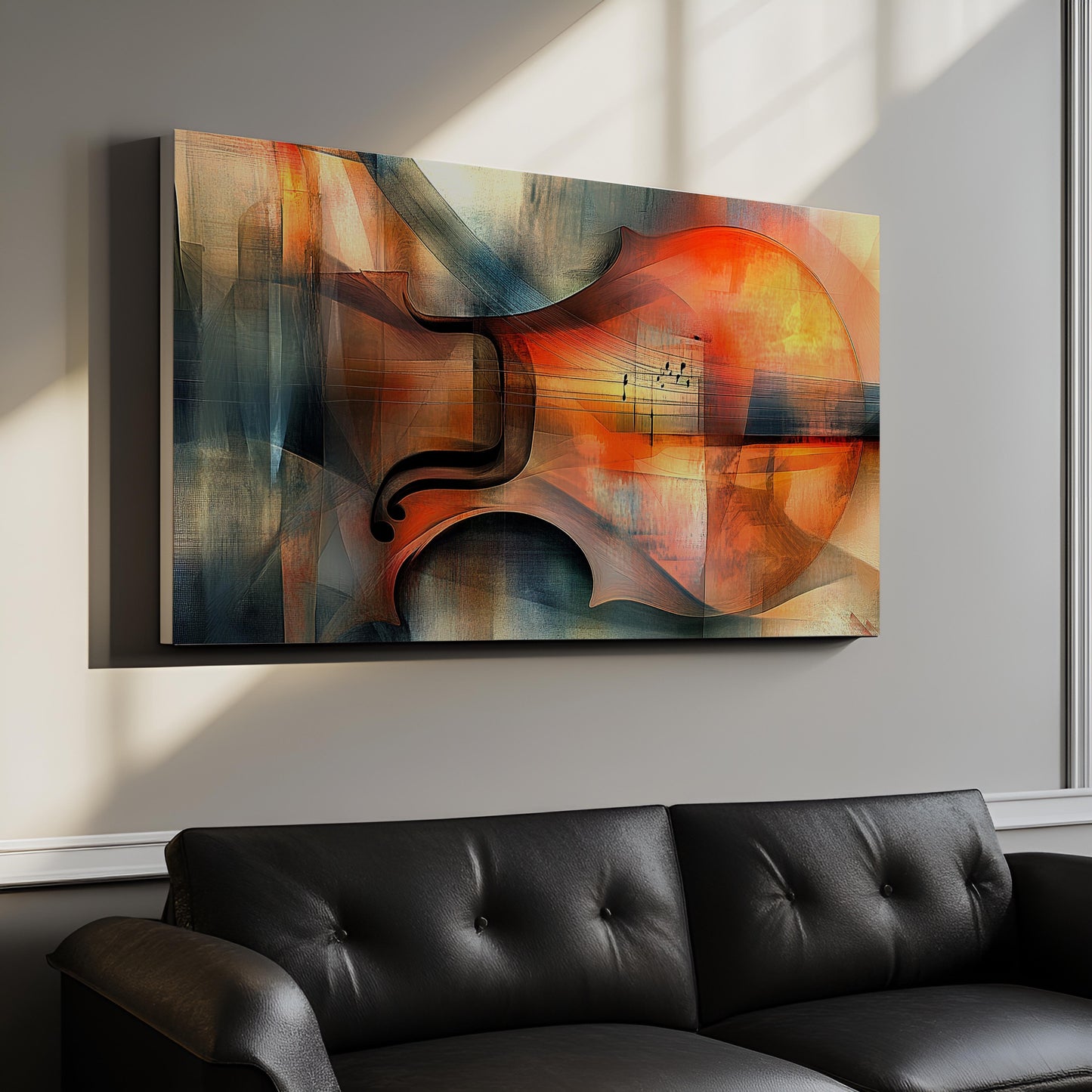 "Musical Fragments" - Abstract Violin Cubist Art Print