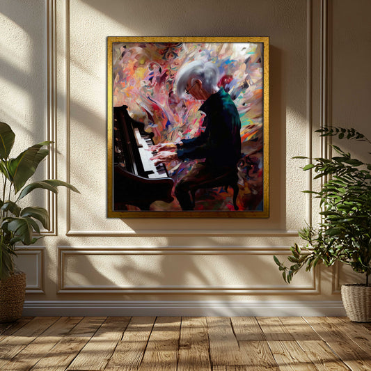 "Timeless Harmony: Abstract Pianist Art Print"