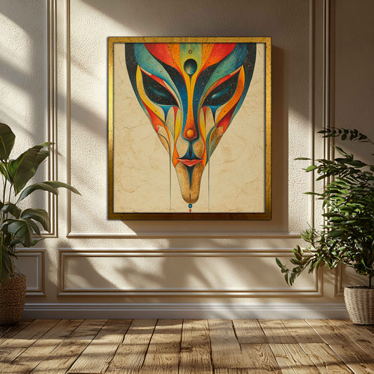 "Celestial Gaze" – Surreal Visionary Portrait Canvas Painting