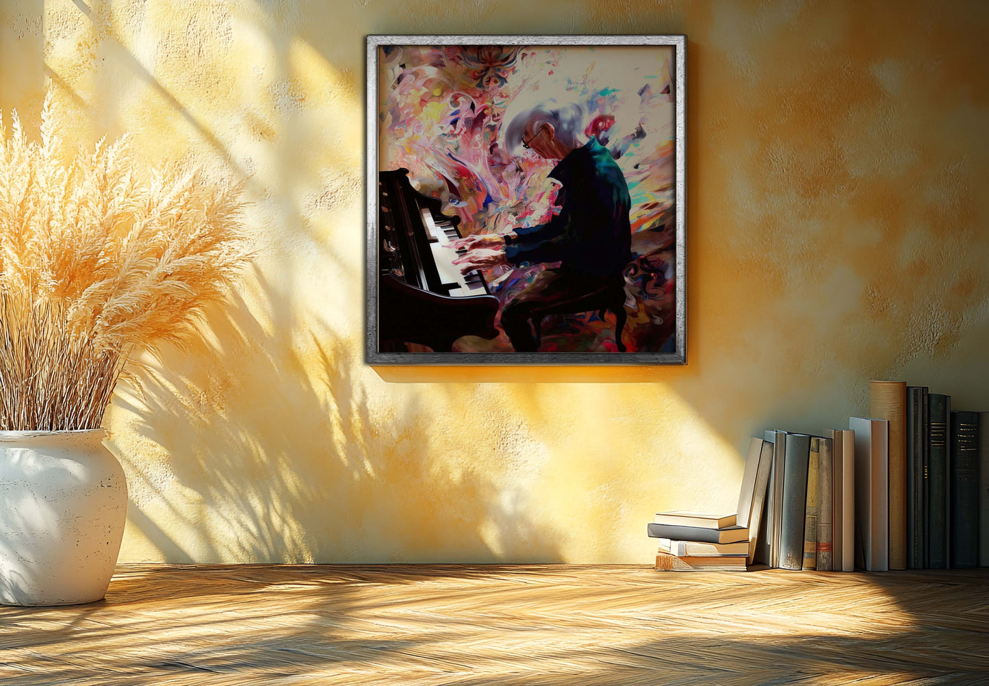 "Timeless Harmony: Abstract Pianist Art Print"
