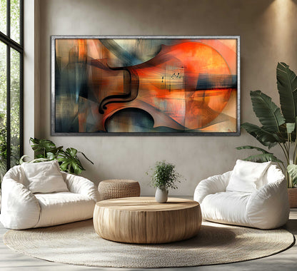 "Musical Fragments" - Abstract Violin Cubist Art Print
