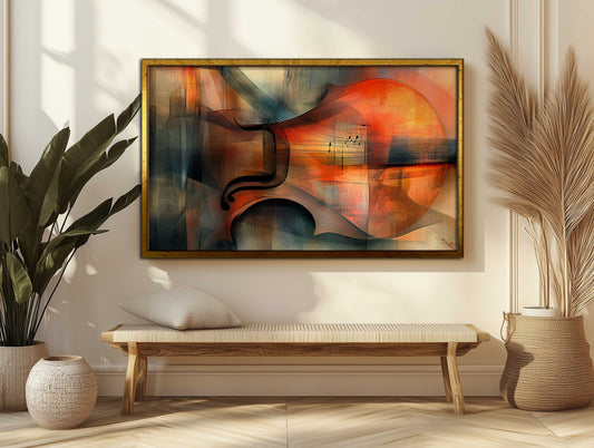 "Musical Fragments" - Abstract Violin Cubist Art Print
