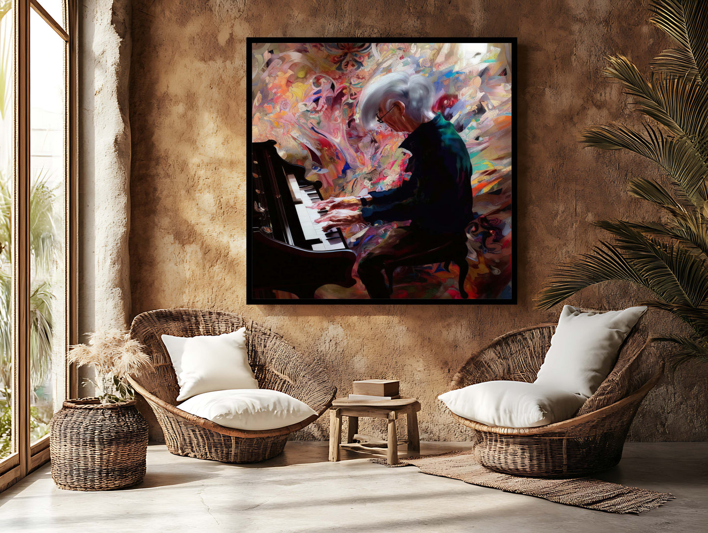 "Timeless Harmony: Abstract Pianist Art Print"
