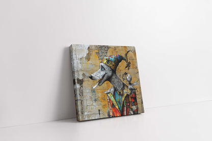 The Harlequin Hound – Whimsical Mixed Media Street Art Print