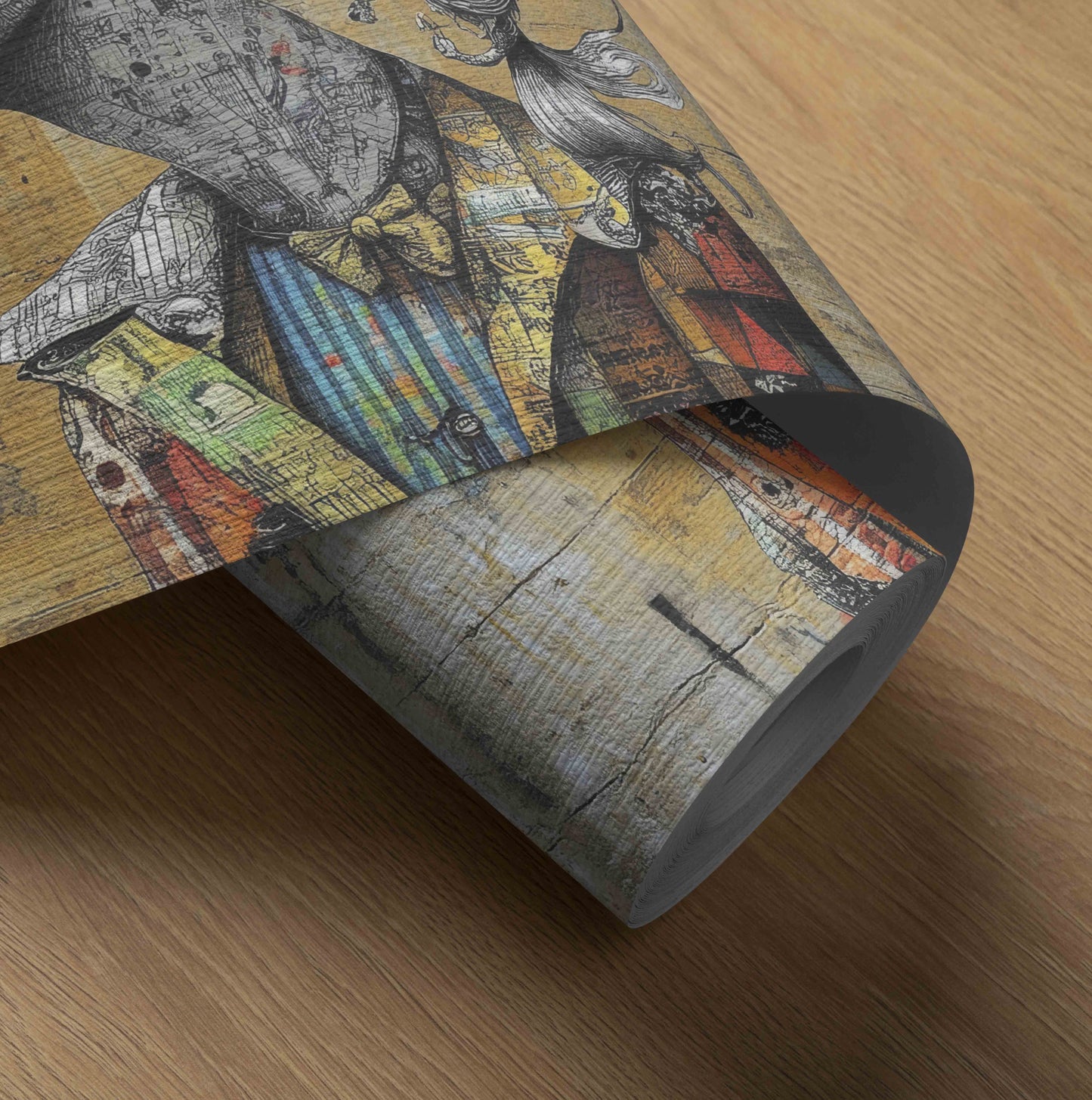 The Harlequin Hound – Whimsical Mixed Media Street Art Print